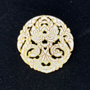 Siam Gold and White Enamel Brooch JP245